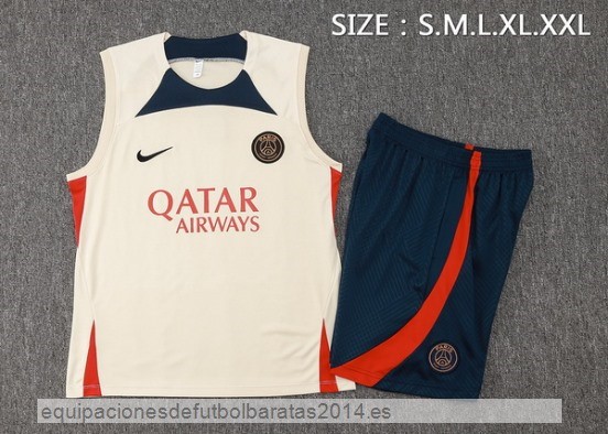 Nuevo Entrenamiento Sin Mangas Conjunto Completo Paris Saint Germain 23/24 Amarillo Azul Baratas